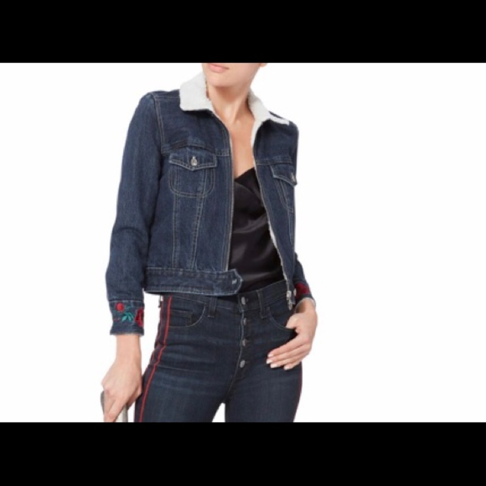 Adam Selman Denim Jacket w/flower detail